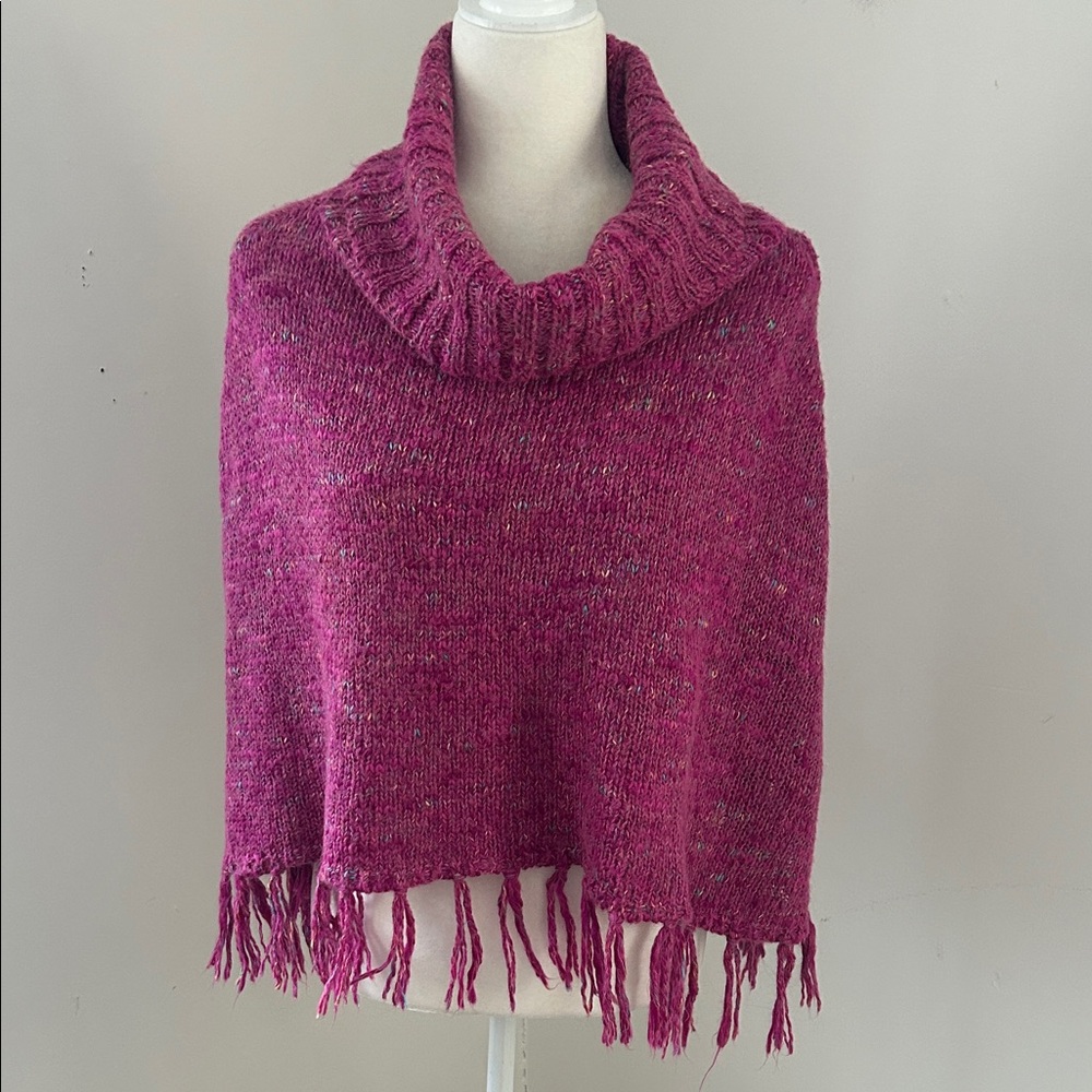 Debenhams Pink Multi Knit Poncho with Fringe Sz S/M